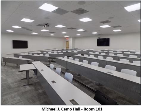 Classrooms in Michael J. Cemo Hall .